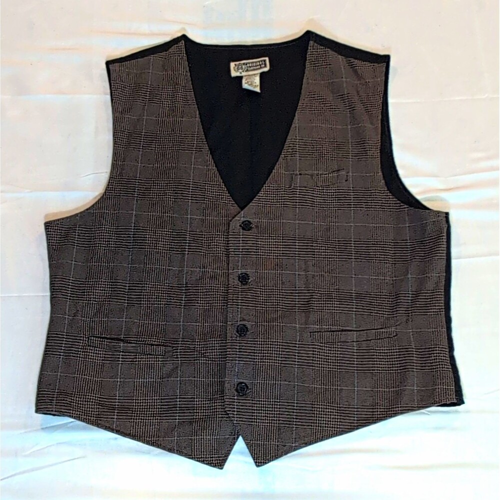 Route 66 Original Clothing Co. Men's Button Front Plaid Vest Size L Black Brown
